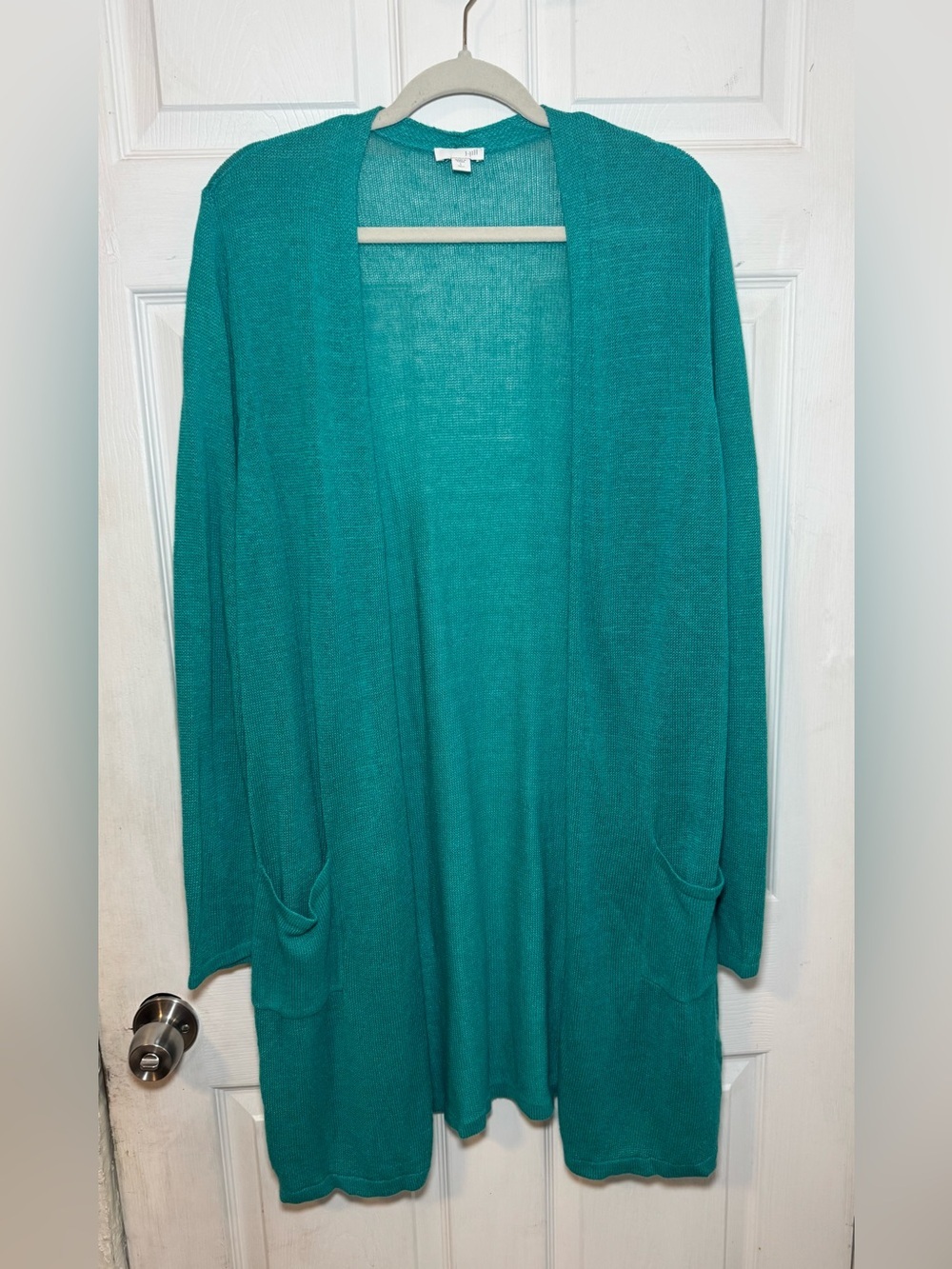 J Jill Linen Blend Open Front Duster Cardigan Women’s Large Tall Spearmint Green